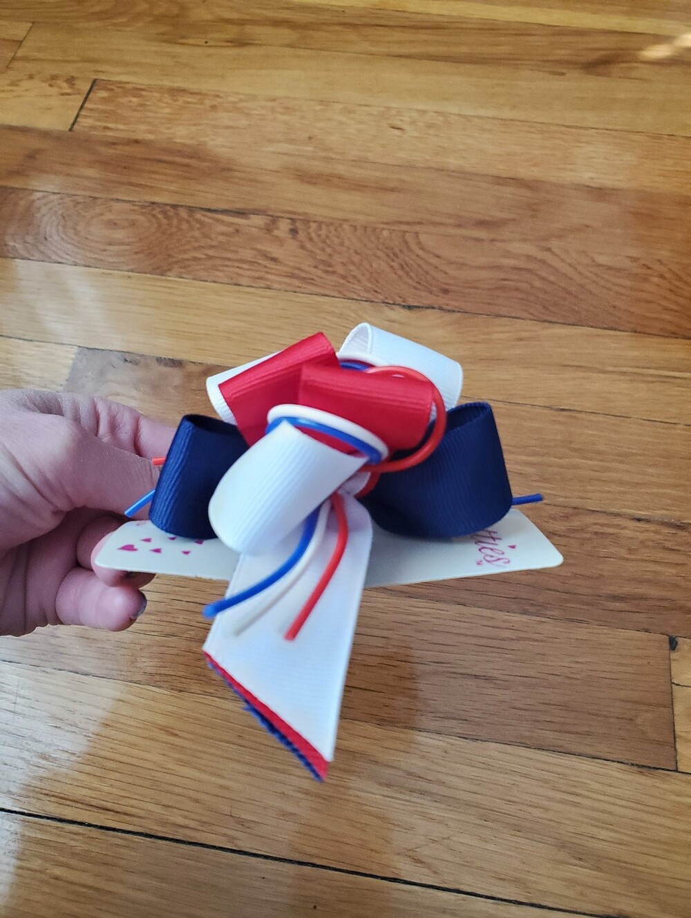 Patrotic Hair Bow Clip - Red White Blue - Picture 6 of 8
